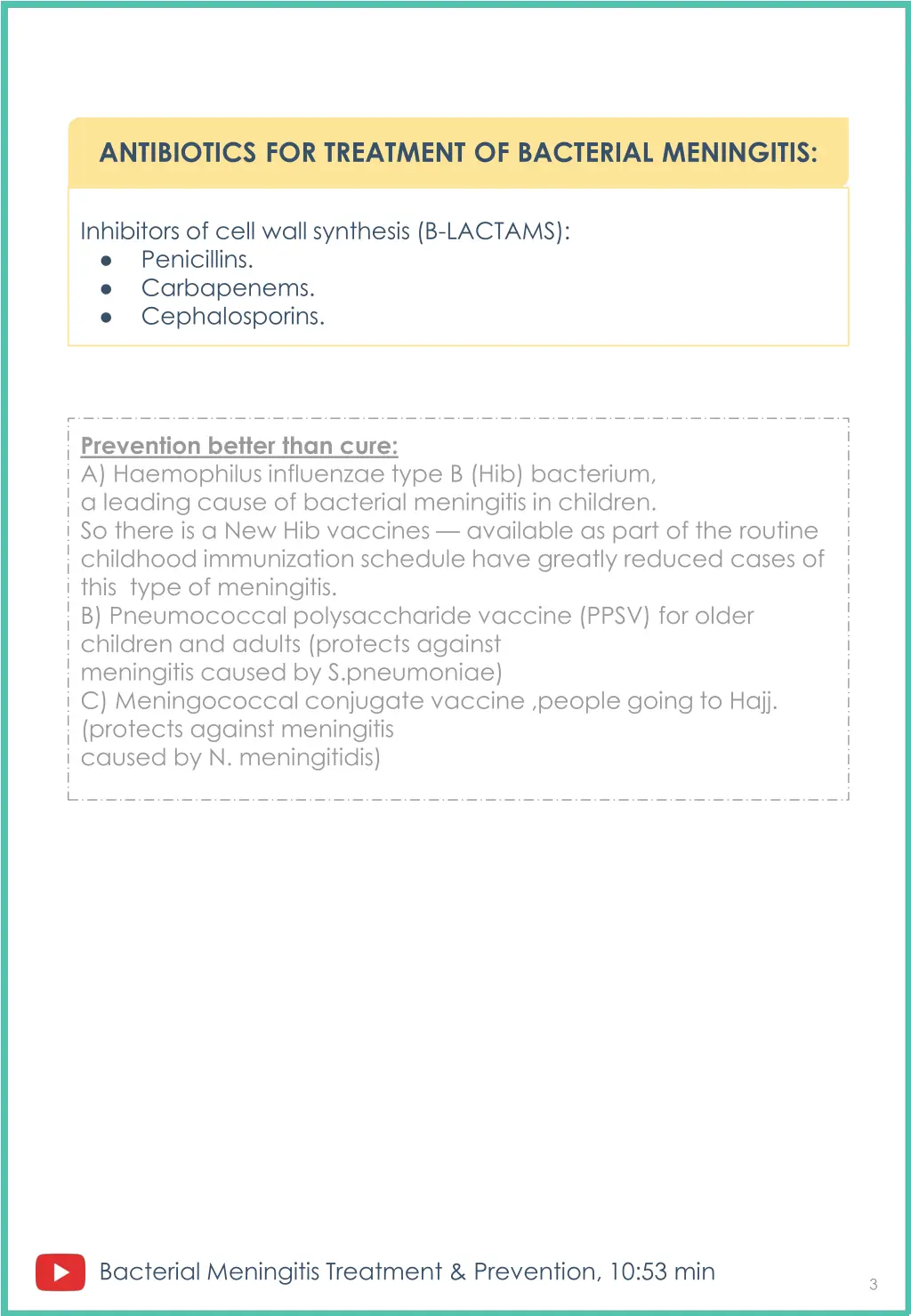 antibiotics for treatment of bacterial meningitis