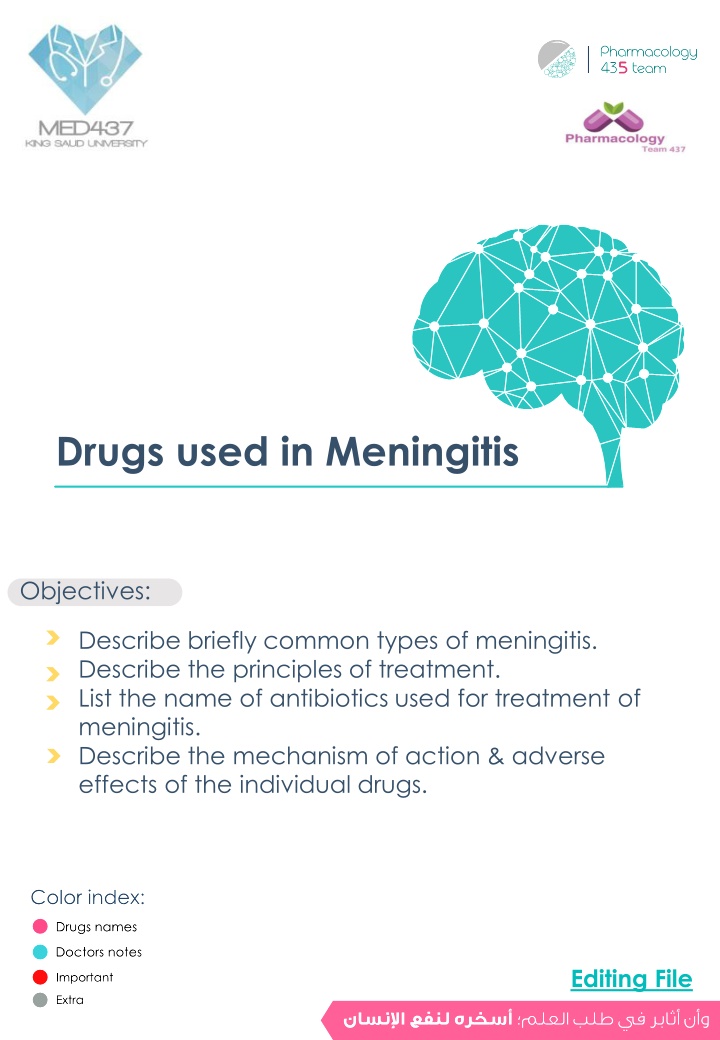 drugs used in meningitis