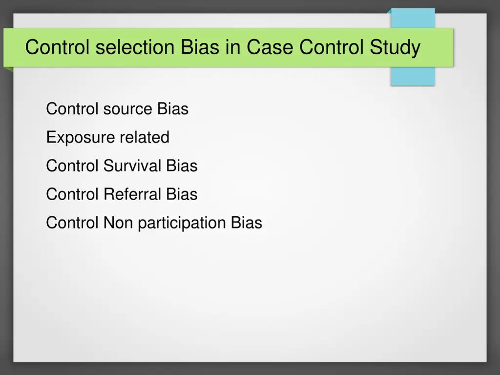 control selection bias in case control study