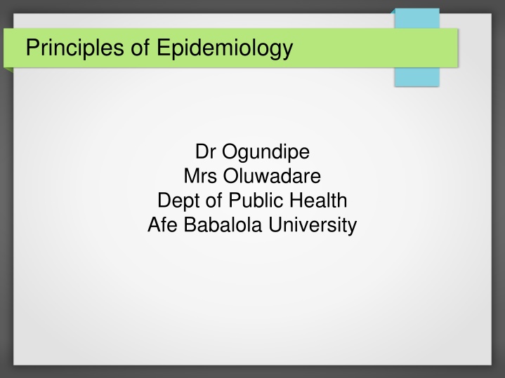principles of epidemiology
