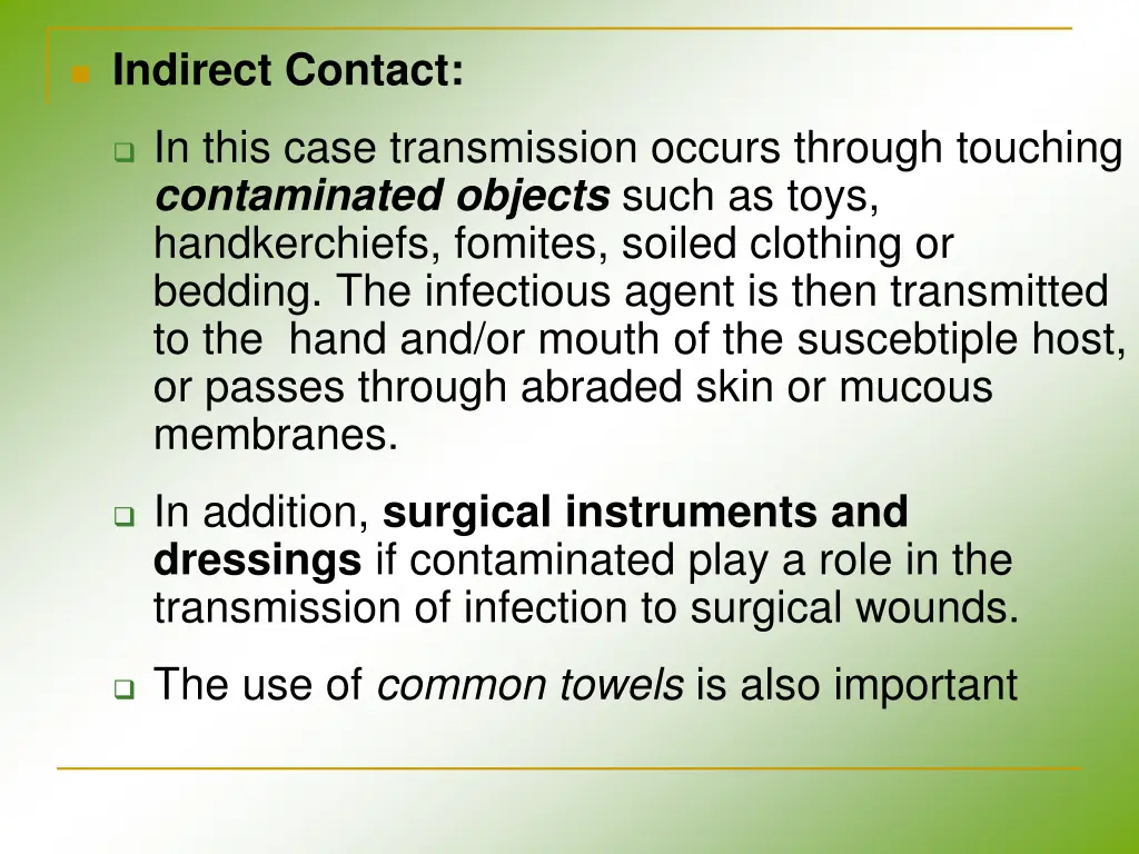 indirect contact
