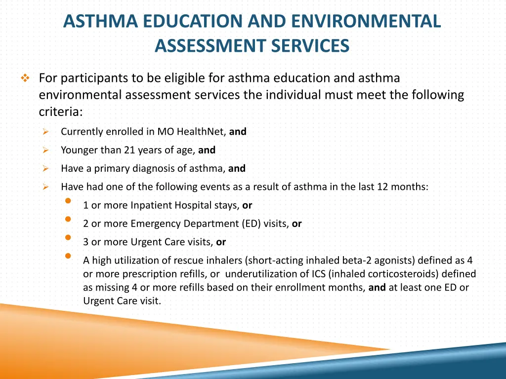 asthma education and environmental assessment 1