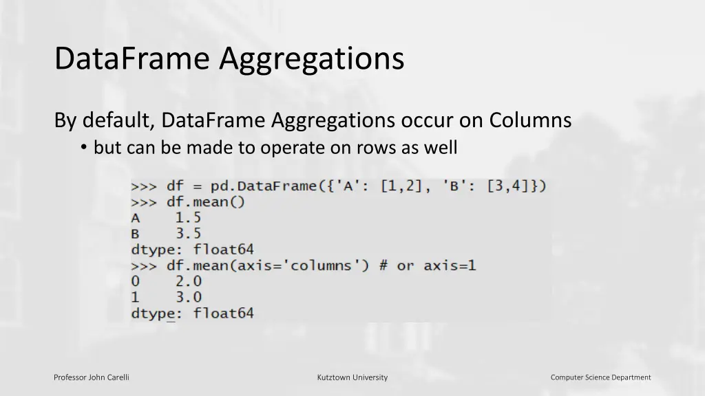dataframe aggregations
