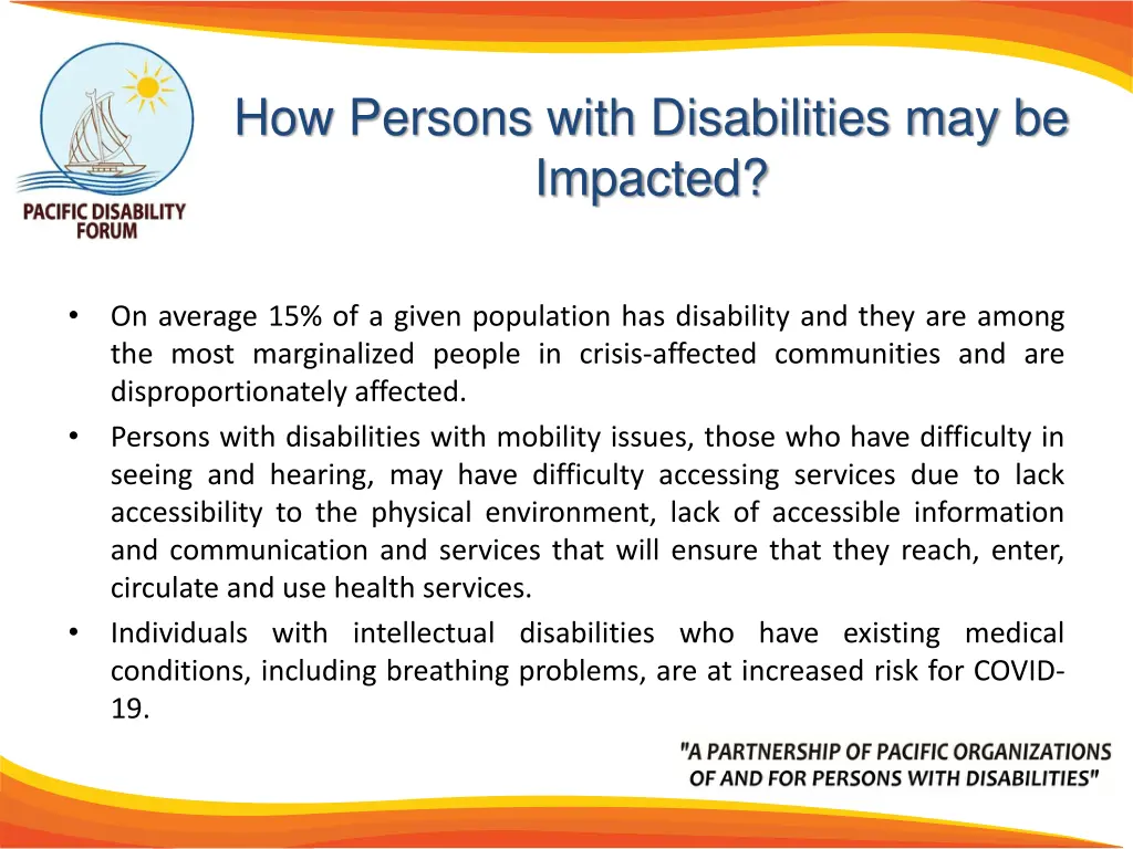 how persons with disabilities may be impacted 1
