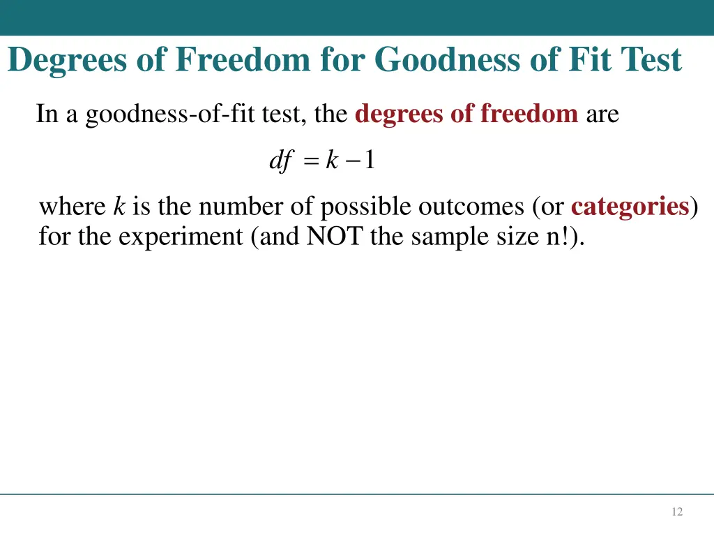 degrees of freedom for goodness of fit test