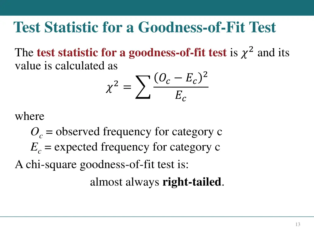 test statistic for a goodness of fit test