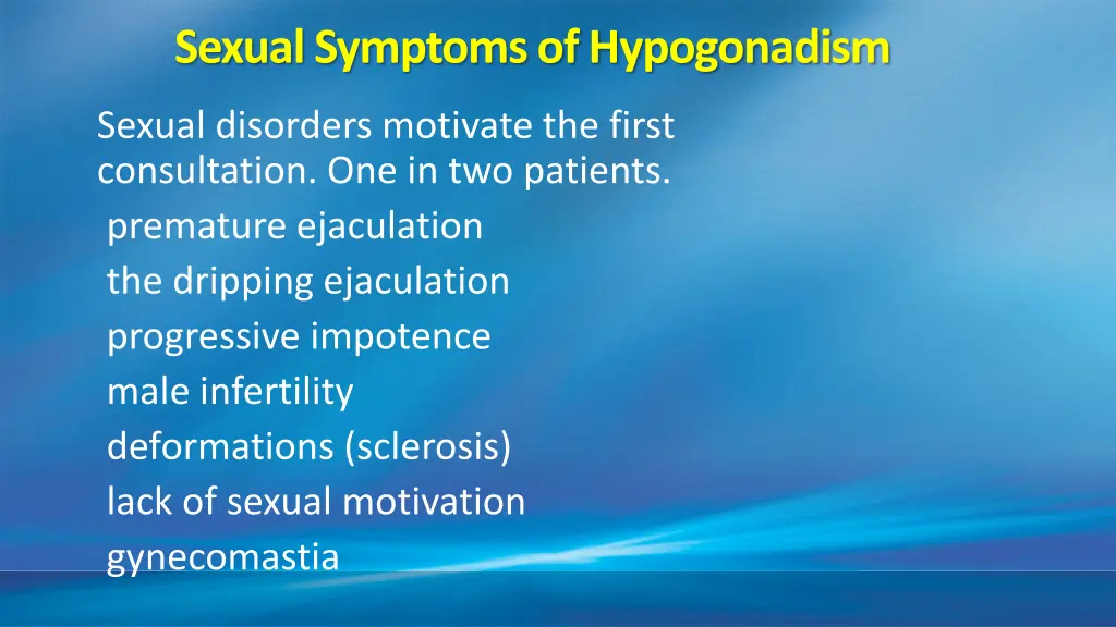 sexual symptoms of hypogonadism