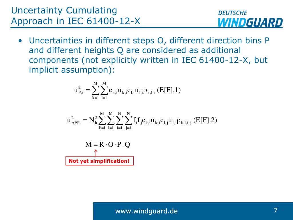 uncertainty cumulating approach in iec 61400 12 x