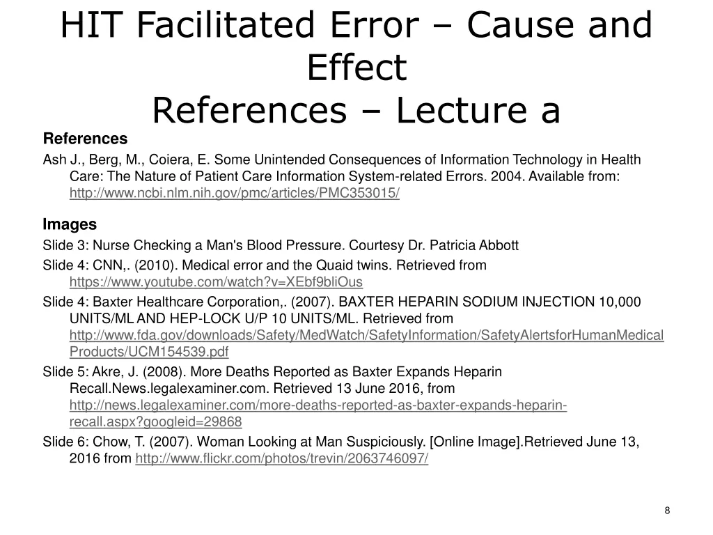 hit facilitated error cause and effect references