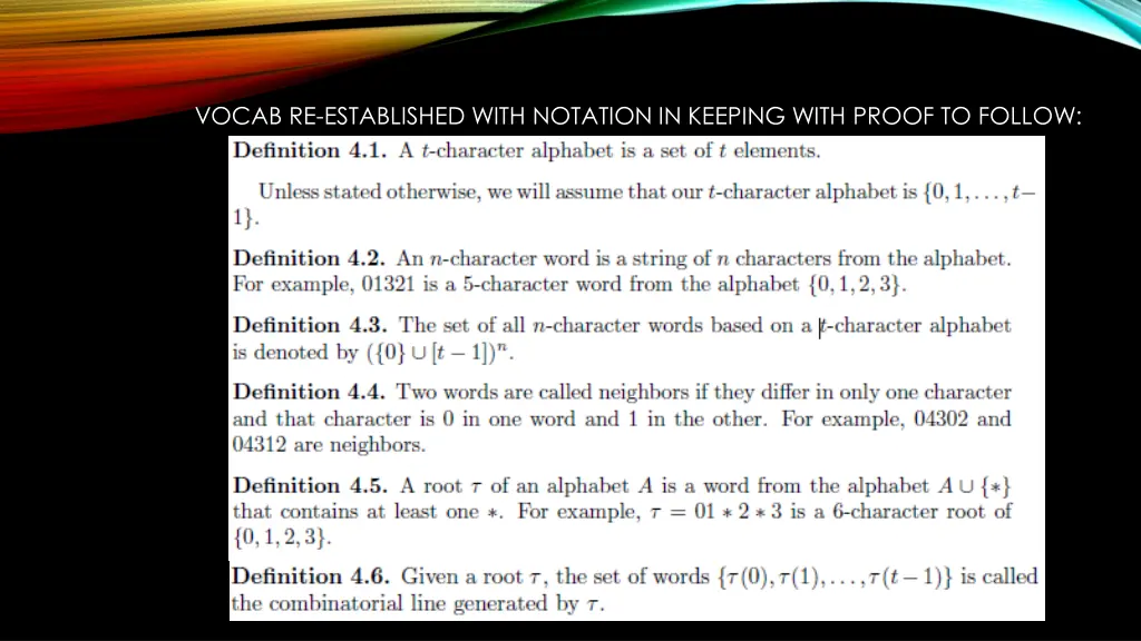 vocab re established with notation in keeping