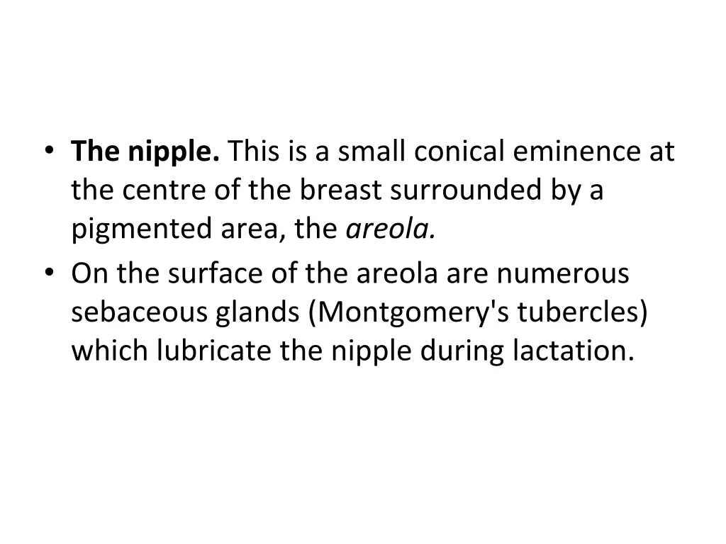 the nipple this is a small conical eminence