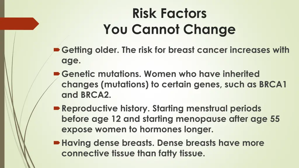 risk factors you cannot change