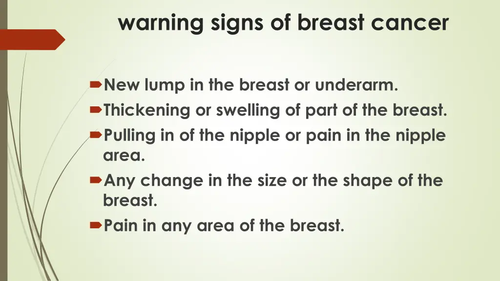 warning signs of breast cancer