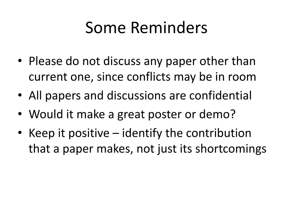 some reminders