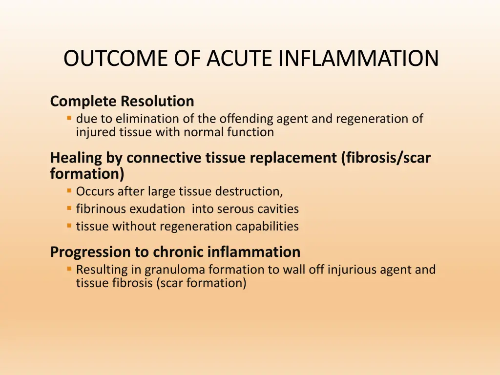outcome of acute inflammation
