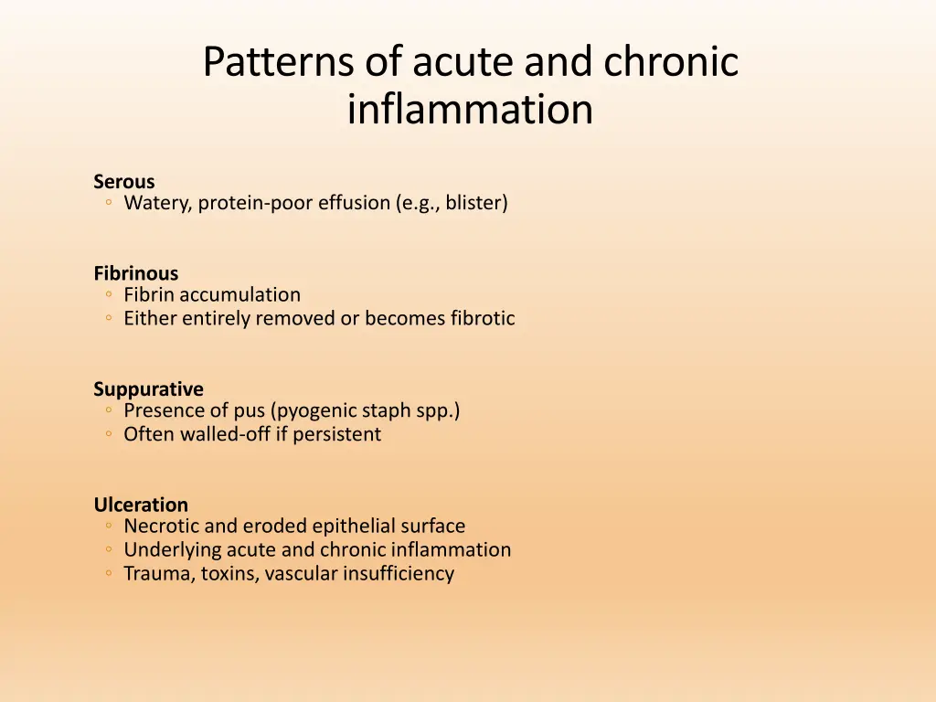 patterns of acute and chronic inflammation