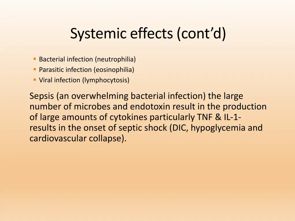 systemic effects cont d
