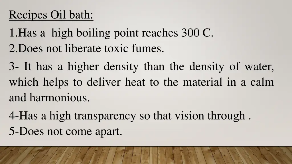 recipes oil bath 1 has a high boiling point