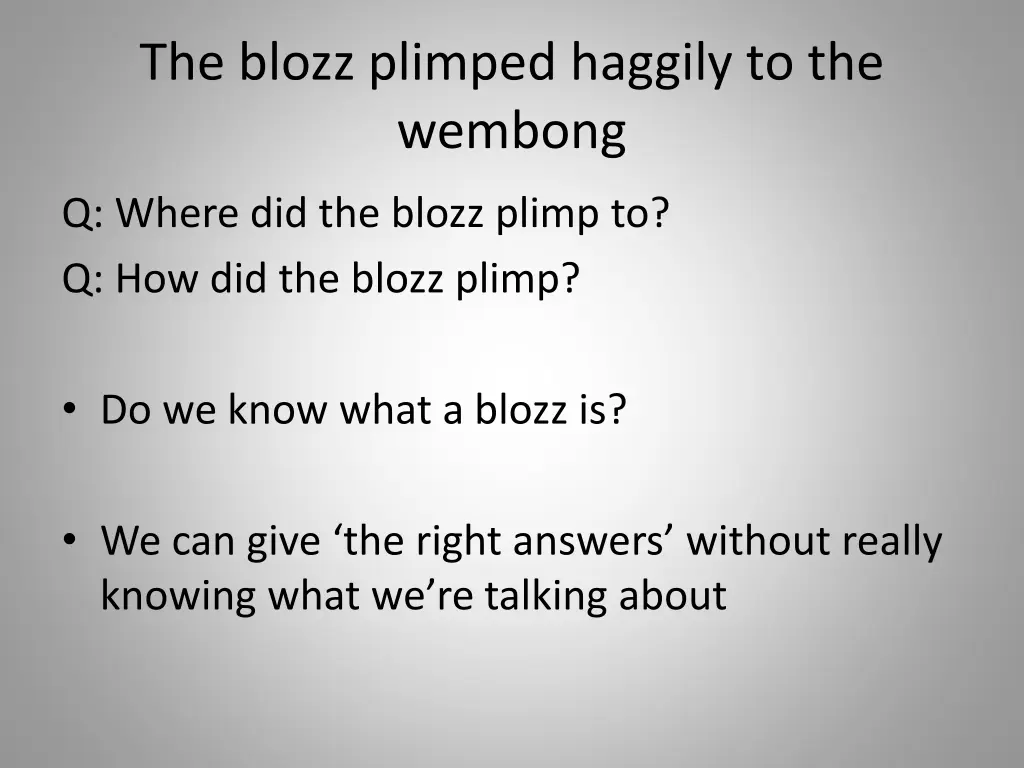 the blozz plimped haggily to the wembong 1