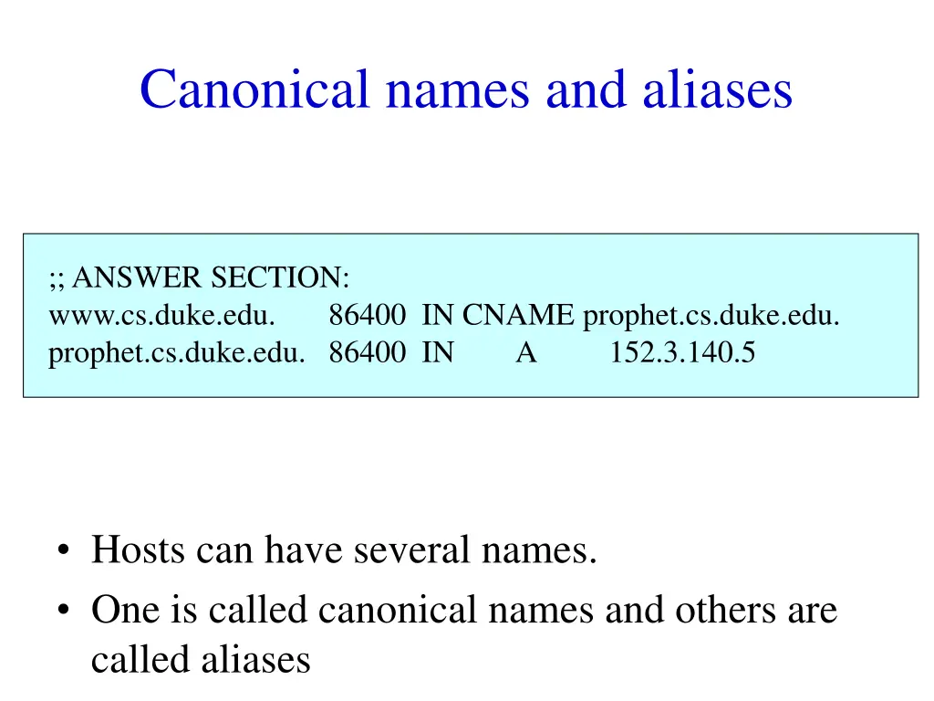 canonical names and aliases