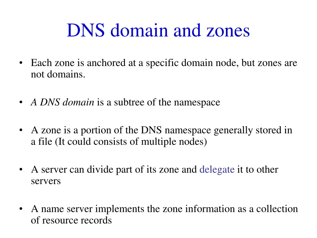 dns domain and zones