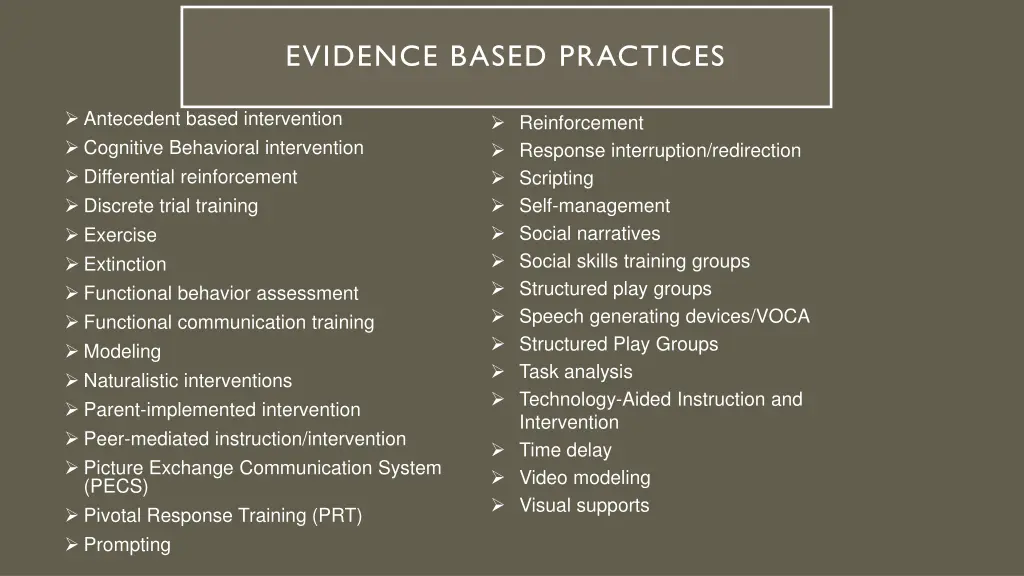 evidence based practices