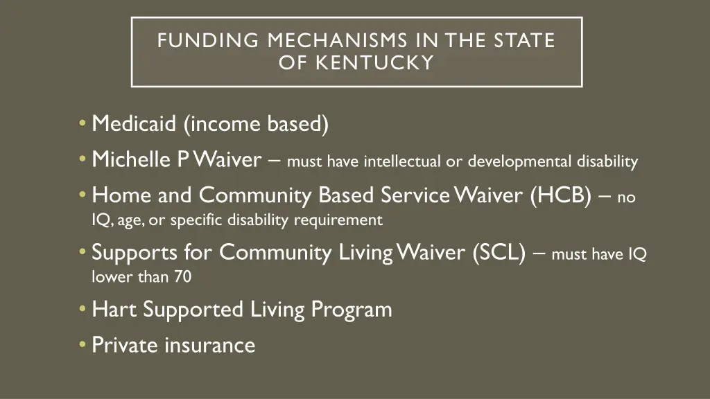 funding mechanisms in the state of kentucky