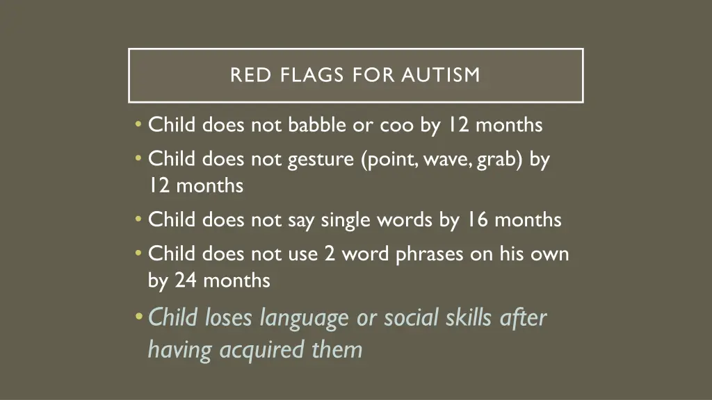 red flags for autism