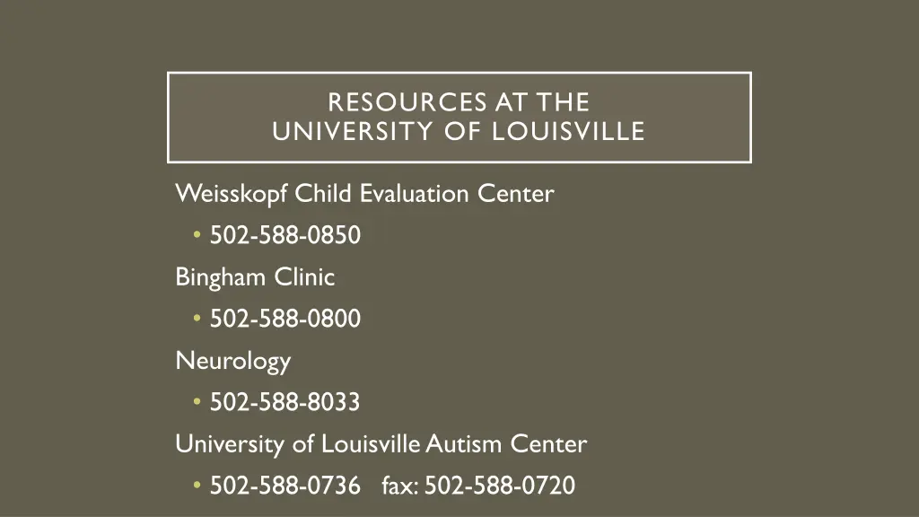 resources at the university of louisville