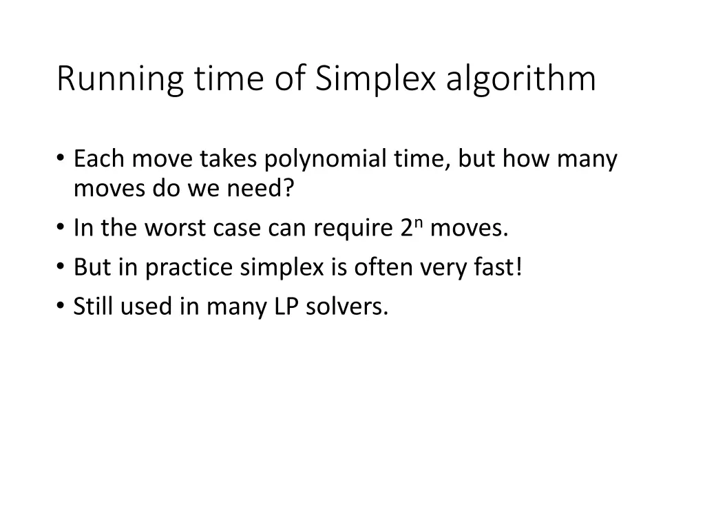running time of simplex algorithm