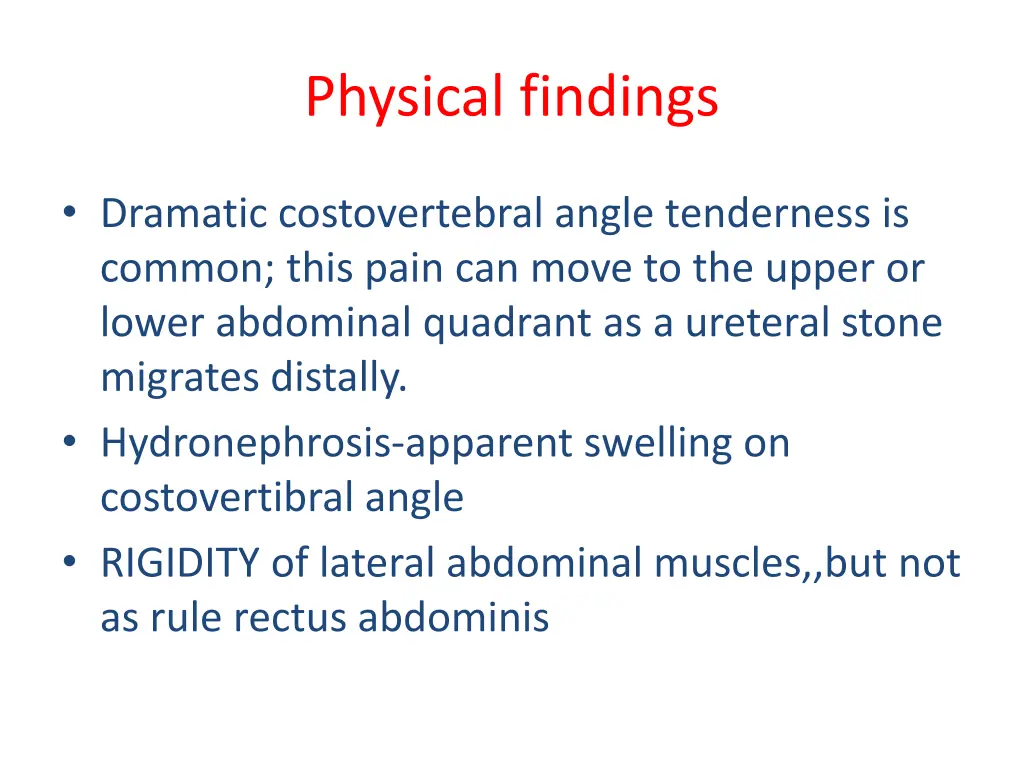 physical findings