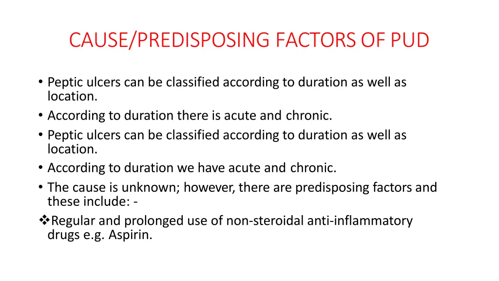 cause predisposing factors ofpud