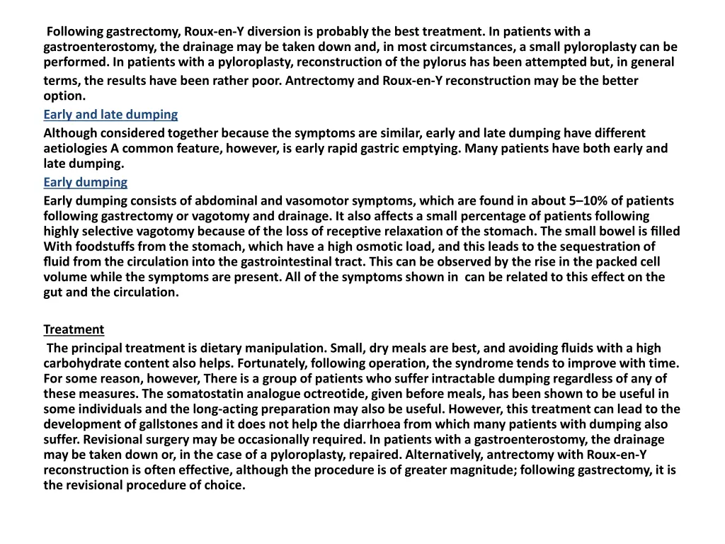 following gastrectomy roux en y diversion