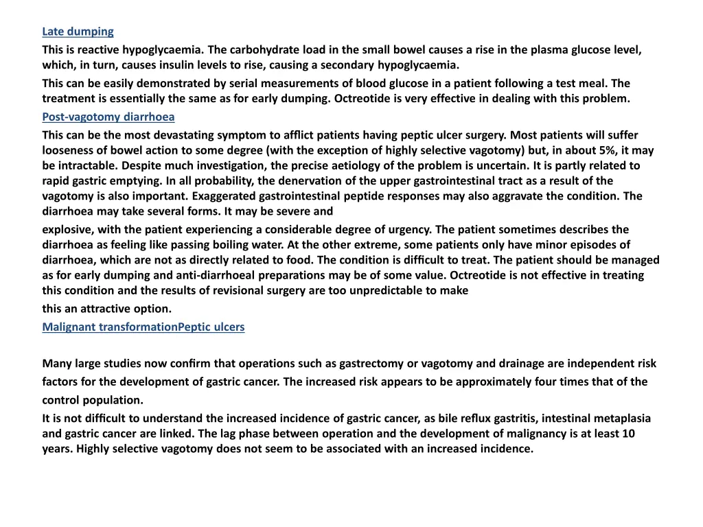 late dumping this is reactive hypoglycaemia