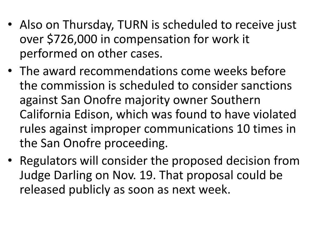 also on thursday turn is scheduled to receive