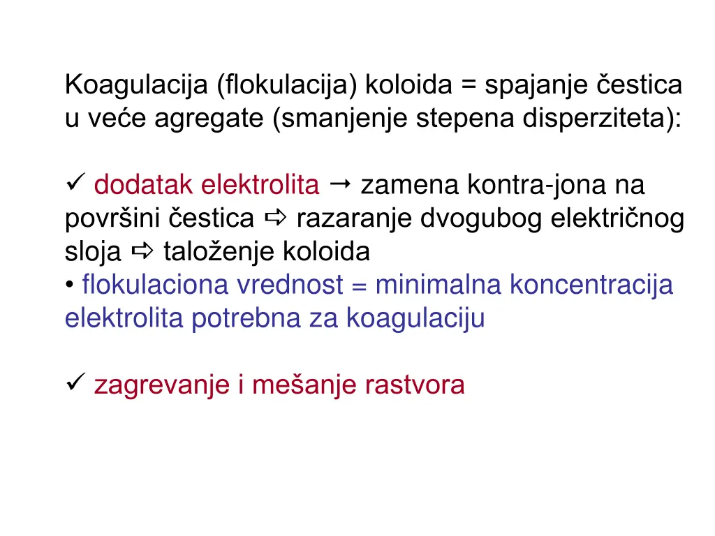 koagulacija flokulacija koloida spajanje estica
