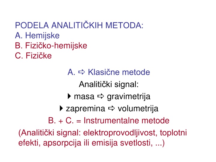 podela analiti kih metoda a hemijske b fizi