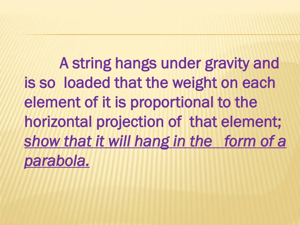 a string hangs under gravity and a string hangs