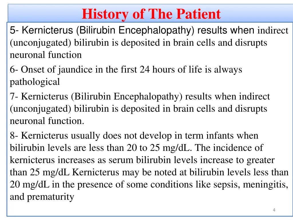 history of the patient