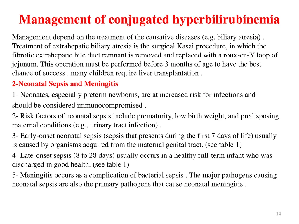 management of conjugated hyperbilirubinemia