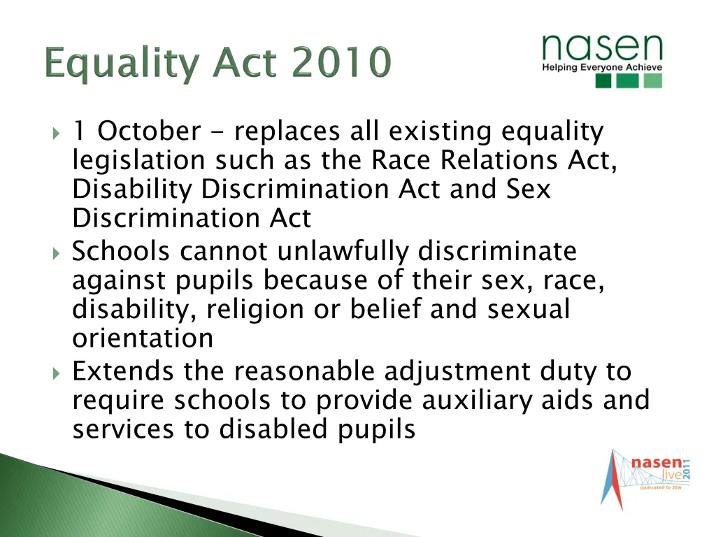 1 october replaces all existing equality