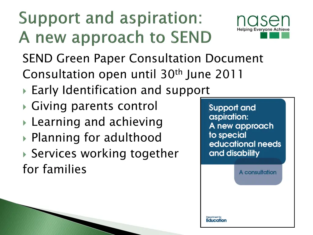 send green paper consultation document