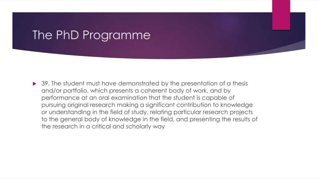 the phd programme