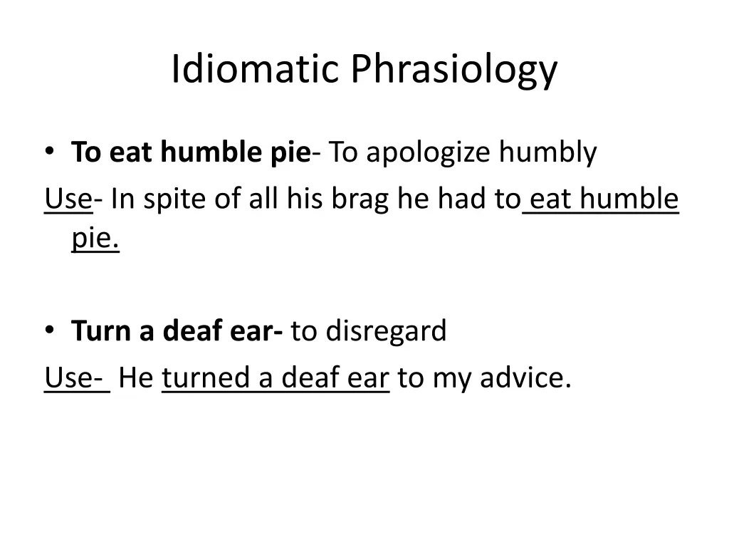 idiomatic phrasiology