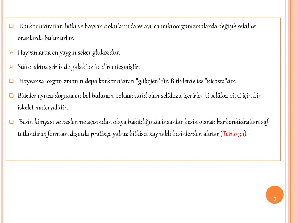 karbonhidratlar bitki ve hayvan dokular