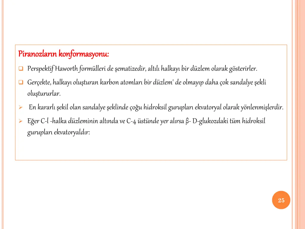 piranozlar n piranozlar n konformasyonu