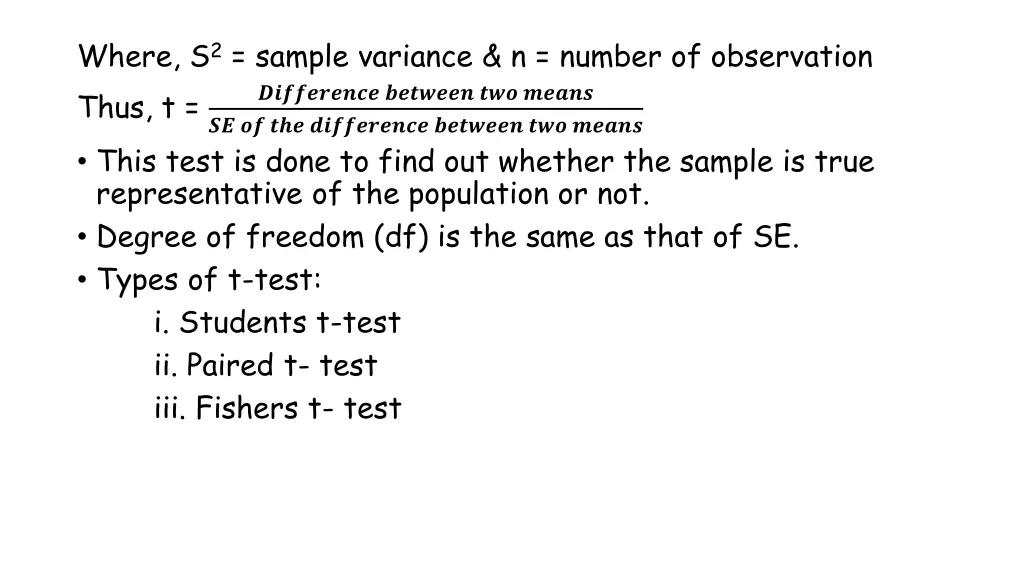 where s 2 sample variance n number of observation