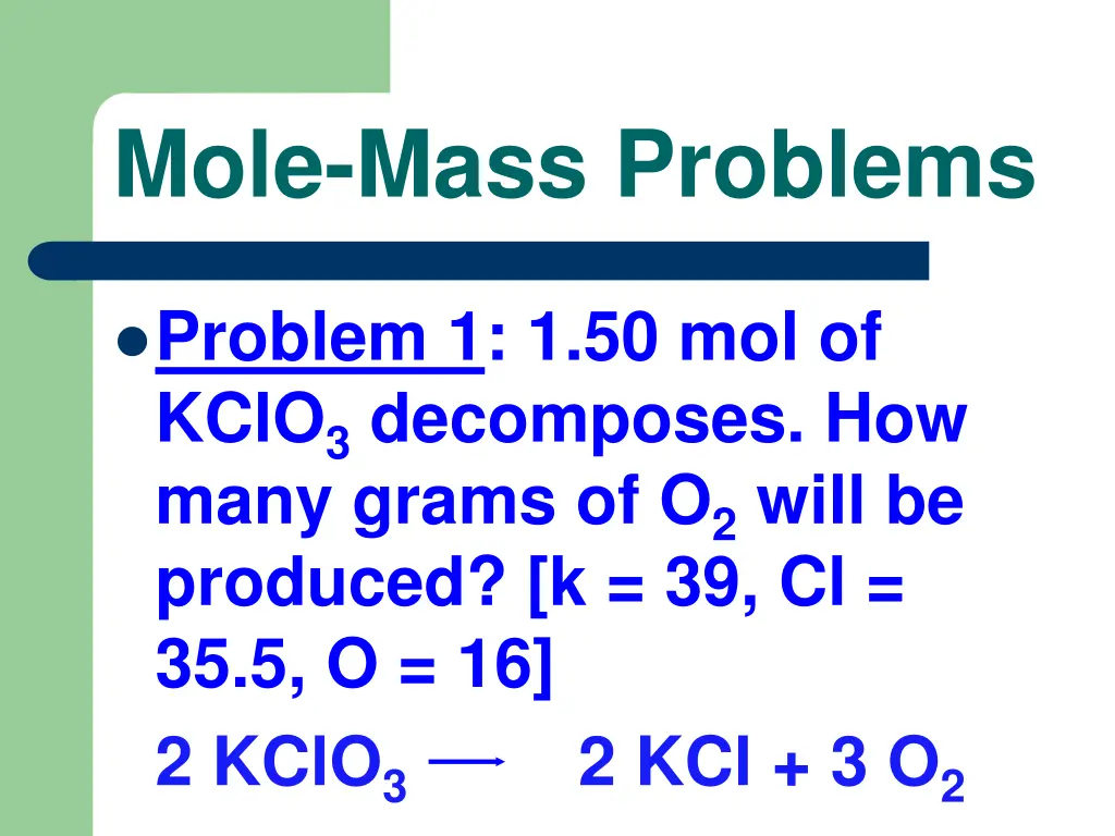 mole mass problems