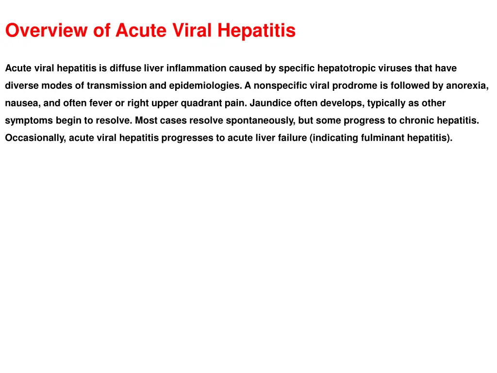 overview of acute viral hepatitis