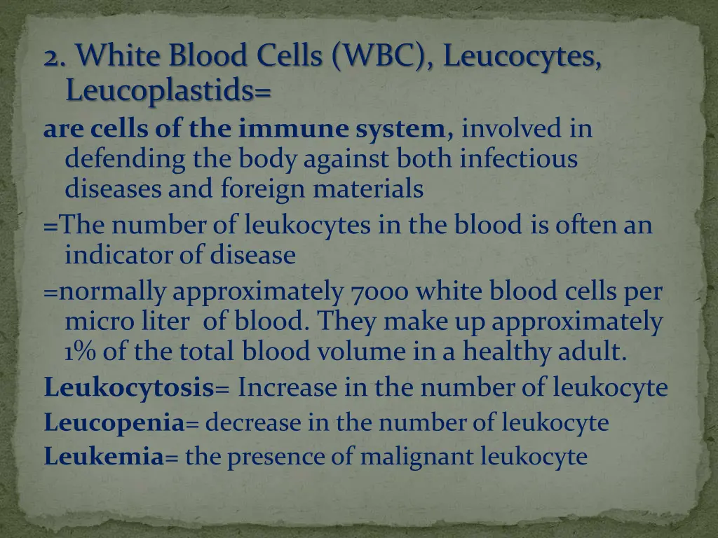 2 white blood cells wbc leucocytes leucoplastids